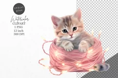 Christmas clipart, Kitten clipart, Winter sublimation Product Image 1