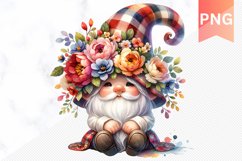 Floral Gnome Sublimation - Gnome Clipart Design Product Image 1