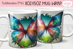 Colorful butterfly mug wrap PNG design for sublimation Product Image 2