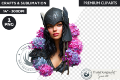 Royal Hydrangea Guardian Fantasy Warrior Floral Graphic Product Image 1