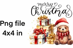 Christmas Bear Ornament, PNG for Sublimation, Animal Design Product Image 4