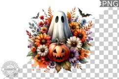 Halloween Ghost And Flowers Sublimation - Halloween Clipart Product Image 1