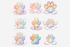Paw Print Rainbow Bridge Clipart | 14 PNG Pet Memorial Paw Product Image 7