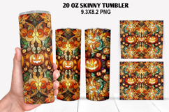 Pumpkin Skinny Tumbler 20oz Wrap Design, Halloween Tumbler Product Image 1