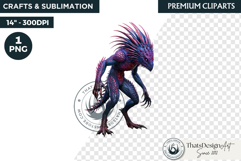 Halloween Acid Monster Clipart PNG Neon Fantasy Character Product Image 1