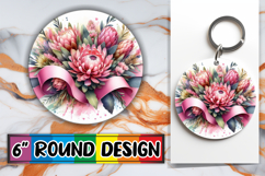 Blissful Round Keychains Sublimation PNG, Flowers Product Image 1