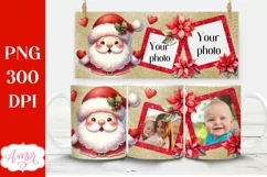 Christmas photo mug wrap PNG Sublimation, Santa mug png Product Image 2