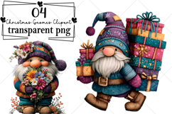 Blue Christmas Gnomes Clipart Watercolor PNG Product Image 1