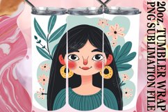 Lovely Woman and Floral Tumbler Wrap Sublimation 20oz Product Image 1