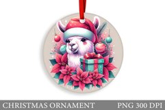 Cute Lama Christmas Ornament. Christmas Ornament Sublimation Product Image 1