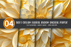 Soft Cream Floral Bloom Digital Paper Product Image 1