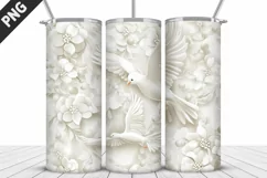 3D Christmas Doves Tumbler Wrap - 20 Oz Skinny Tumbler PNG Product Image 5