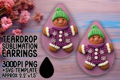 3D Gingerbread Man Teardrop Earrings Design Holiday Product Image 1