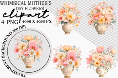 Whimsical Mother's Day Flowers Clipart Watercolor png Product Image 1