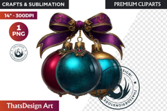 Christmas Jewel Baubles Clipart | Elegant Holiday Ornaments Product Image 1