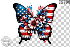 4Th Of July Flora Butterfly - Sublimation 4th of July PNG Product Image 1