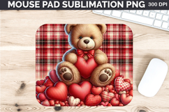 Watercolor Bear Mouse Pad Sublimation - Valentines PNG Product Image 1