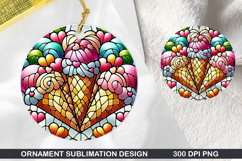 Cupcakes Stained Glass Ornament PNG, Digital Download File Product Image 1