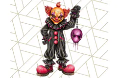 Creepy Clown Halloween PNG Clipart, Spooky Circus Art Product Image 4