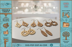 Laser Cut Earring Templates Set Wooden Jewelry Designs Dangl Product Image 1
