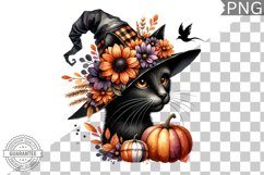 Halloween Cat Flowers Sublimation - Clipart PNG Design Product Image 1