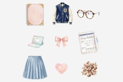 Back to School Aesthetic Clipart Bundle | 65 Watercolor Product Image 9