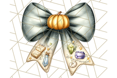 Muted Halloween Bow Clipart, Fall Ribbon PNG Autumn Hair Bow Product Image 4