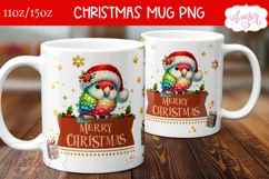 Merry Christmas mug wrap PNG, parrot lover mug template png Product Image 2