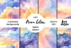 Aura Glow Pastels Digital Paper Watercolor Seamless Pattern Product Image 1