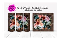 Floral Straight Tumbler Design,Tumbler 20oz Skinny PNG file Product Image 1