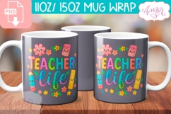 Teacher life mug Wrap PNG, teacher mug png Product Image 1
