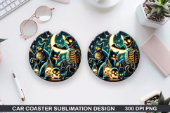 Car coaster sublimation, Halloween Coaster PNG Design Product Image 1