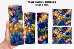 Flower Skinny Tumbler 20oz Wrap Design, Flowers Tumble PNG Product Image 1