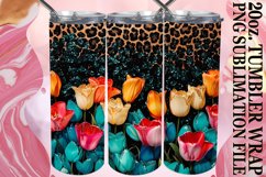Floral Leopard Print Tumbler Wrap - Glitter Magic Product Image 1