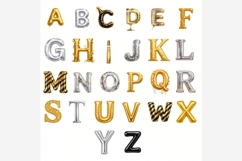 New Year Alphabet PNG Bundle | Gold Silver Balloon Letters Product Image 6