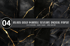 Black Gold Marble Texture Digital Paper Product Image 1