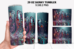 Ghost Skinny Tumbler 20oz Wrap Design, Halloween Tumbler PNG Product Image 1