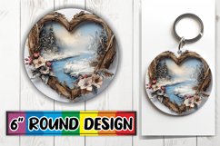 Winter Scene 3D Heart Frame Round Design for Sublimation Product Image 1