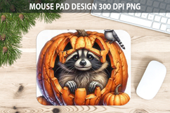 Raccoon Mouse pad Sublimation - Halloween Animal PNG Design Product Image 1