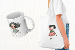Whimsical Summer Girl &amp; Watermelon Clipart Product Image 3