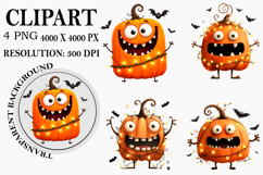 Quirky Halloween Pumpkins PNG Clipart Watercolor PNG Product Image 1