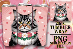 Cheerful Reflections 20oz tumbler wrap, Valentines Cat Product Image 1