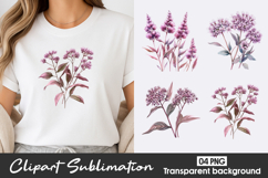 Pink Wildflower Watercolor Clipart PNG Product Image 1