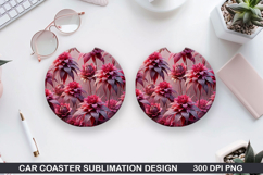 Flowers Car Coaster Sublimation| Summer Flowers Coaster PNG Product Image 1