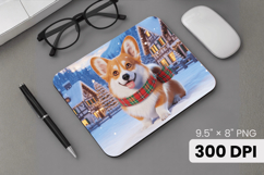Winter Dog Christmas PNG, Icy Tree Mouse Pad Design Product Image 1