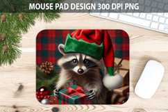 Christmas Raccoon Mouse Pad Sublimation - Animal PNG Design Product Image 1