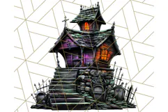 Haunted Houses Clipart PNG, Spooky Halloween Homes Product Image 4