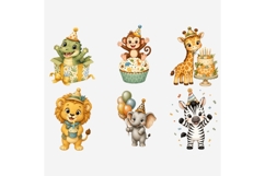 Safari Animals Birthday Clipart PNG, 12 Cute Jungle Animal Product Image 5