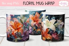 Lily flowers mug wrap design sublimation PNG Product Image 1