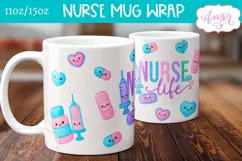Nurse Life Mug Wrap for Sublimation | Nurse mug PNG Product Image 2
